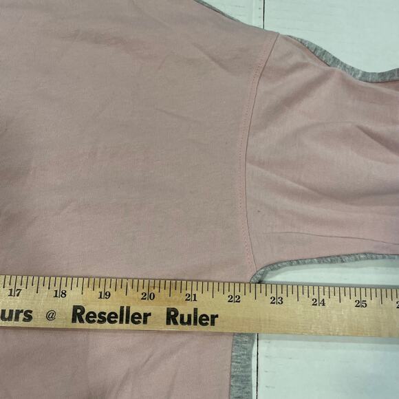 Champion two tone pink and gray Large long sleeve pullover top front cuff logo - Picture 4 of 12